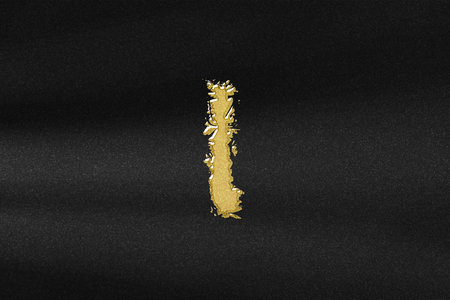 Iota sign. Iota letter, Greek alphabet Symbol, abstract gold with black backgroundの写真素材