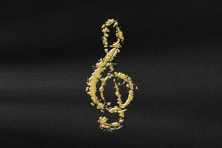 Treble clef, Music Clef sign, Treble clef Symbol, abstract gold with black background