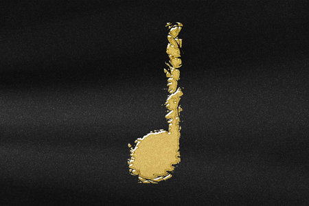 Quarter note symbol, Music Background, abstract gold with black backgroundの写真素材