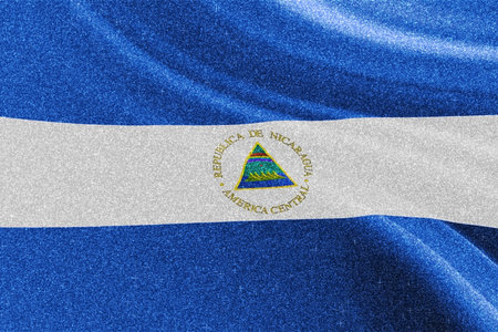 Nicaragua  glitter texture flag, national flag.の写真素材
