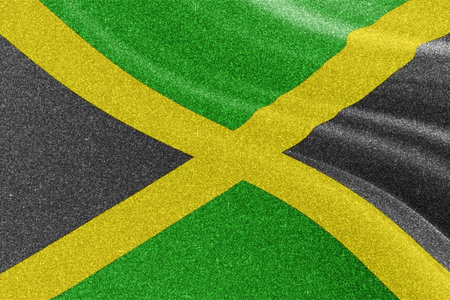 Jamaica glitter texture flag, national flag.の写真素材
