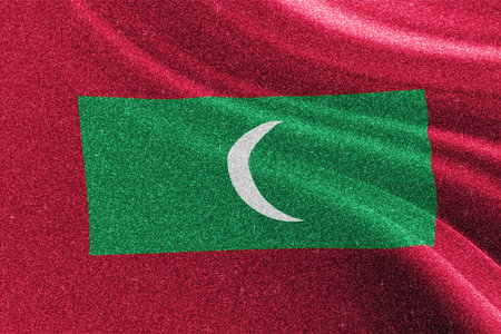 Maldives glitter texture flag, national flag.の写真素材