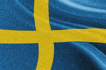 Sweden  glitter texture flag, national flag.の写真素材