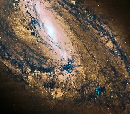 Spiral Galaxy, Space background, Messier 66.  Retouched image.