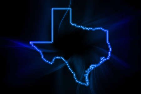 Glowing Map of Texas, modern blue outline map, on dark Backgroundの写真素材