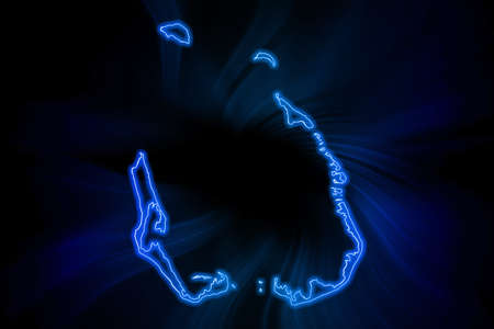 Glowing Map of Cocos Islands, modern blue outline map, on dark Backgroundの写真素材