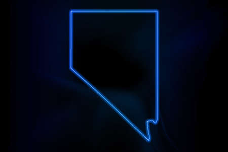 Glowing Map of Nevada, modern blue outline map, on dark Backgroundの写真素材