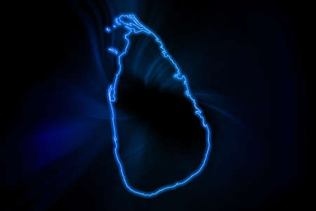 Glowing Map of Sri Lanka, modern blue outline map, on dark Backgroundの写真素材
