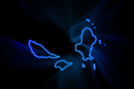Glowing Map of Wallis and Futuna, modern blue outline map, on dark Backgroundの写真素材