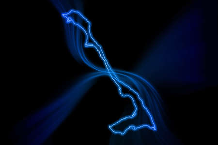 Glowing Map of Bahamas, modern blue outline map, on dark Backgroundの写真素材