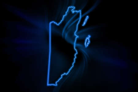Glowing Map of Belize, modern blue outline map, on dark Backgroundの写真素材