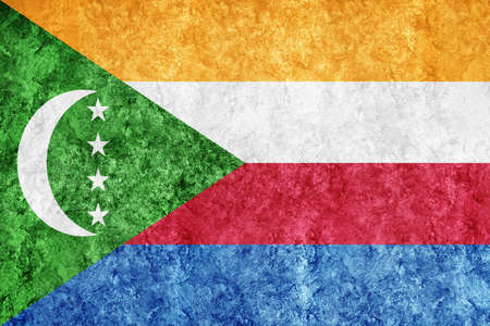 Comoros Metallic flag, Textured flag, grunge flagの写真素材