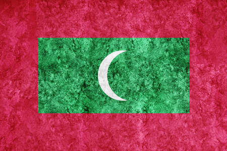 Maldives Metallic flag, Textured flag, grunge flagの写真素材