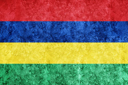 Mauritius Metallic flag, Textured flag, grunge flagの写真素材