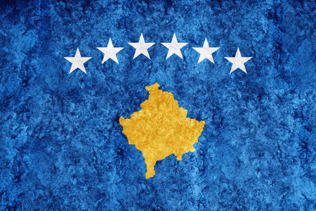 Kosovo Metallic flag, Textured flag, grunge flagの写真素材