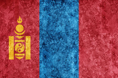 Mongolia Metallic flag, Textured flag, grunge flagの写真素材