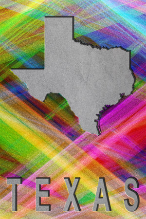 Map of Texas, colorful background, copy space