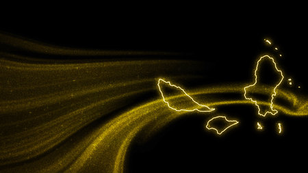 Map of Wallis and Futuna, Gold glitter map on dark backgroundの写真素材
