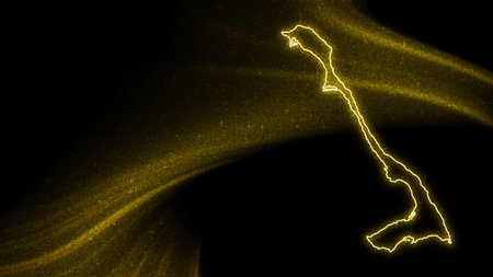 Map of Bahamas, Gold glitter map on dark backgroundの写真素材