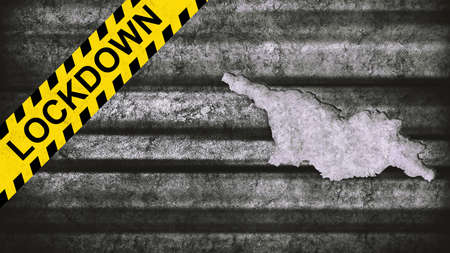 Lockdown Georgia Map, Coronavirus, Outbreak quarantine backgroundの写真素材