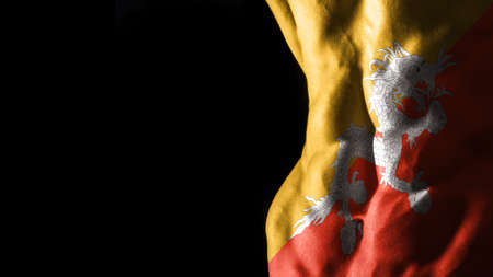 Bhutan flag on abs muscles national sport workout, bodybuilding concept, black backgroundの写真素材