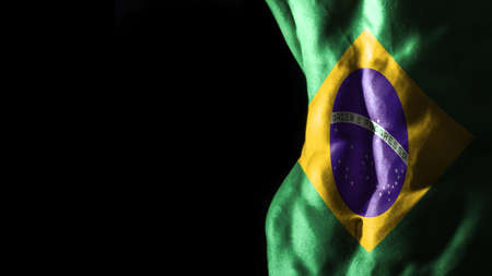 Brazil flag on abs muscles national sport workout, bodybuilding concept, black backgroundの写真素材