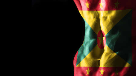 Grenada flag on abs muscles national sport workout, bodybuilding concept, black backgroundの写真素材