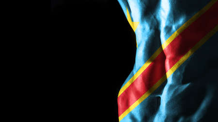 Democratic Republic of Congo flag on abs muscles national sport workout, bodybuilding concept, black backgroundの写真素材