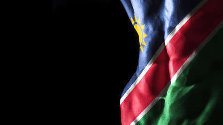 Namibia flag on abs muscles national sport workout, bodybuilding concept, black backgroundの写真素材