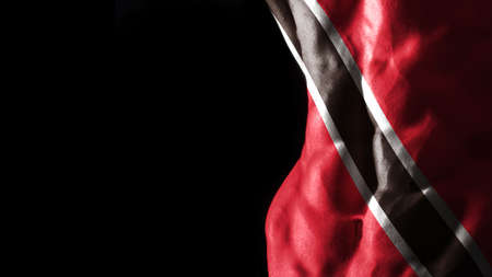 Trinidad and Tobago flag on abs muscles national sport workout, bodybuilding concept, black backgroundの写真素材