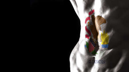 Illinois flag on abs muscles, Illinois bodybuilding concept, black backgroundの写真素材