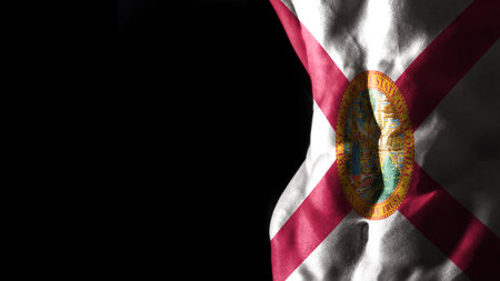 Florida flag on abs muscles, Florida bodybuilding concept, black backgroundの写真素材