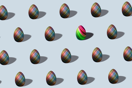 Colorful Easter egg pattern made, multicolored Egg, Minimal Easter concept