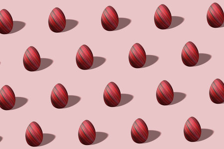 Modern Colorful Easter egg pattern made, red and black, Minimal Easter concept