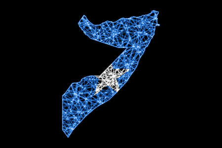 Map of Somalia, Polygonal mesh line map, flag mapの写真素材