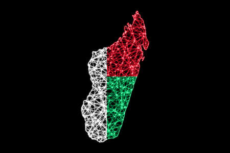 Map of Madagascar, Polygonal mesh line map, flag mapの写真素材