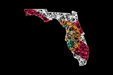 Map of Florida, Polygonal mesh line map, flag mapの写真素材