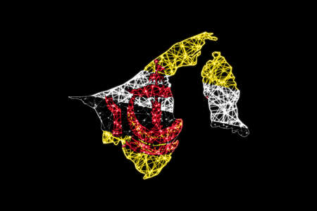 Map of Brunei Darussalam, Polygonal mesh line map, flag mapの写真素材
