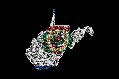 Map of West Virginia, Polygonal mesh line map, flag mapの写真素材