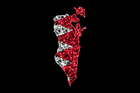 Map of Bahrain, Polygonal mesh line map, flag mapの写真素材