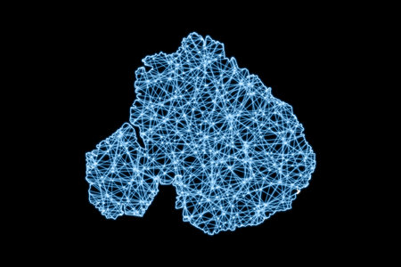 Map of Antarctica, Polygonal mesh line map, flag mapの写真素材