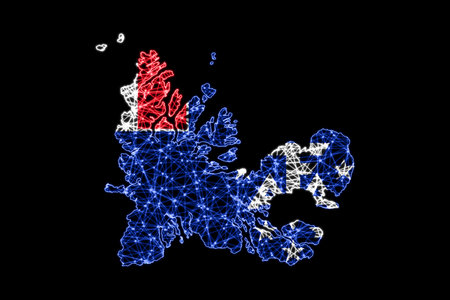 Map of French Southern Territories, Polygonal mesh line map, flag mapの写真素材