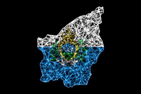 Map of San Marino, Polygonal mesh line map, flag mapの写真素材