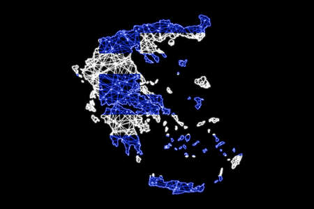 Map of Greece, Polygonal mesh line map, flag mapの写真素材