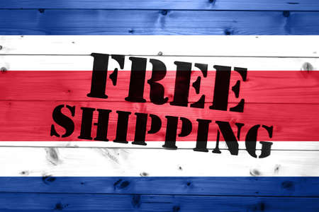 Costa Rica flag, Free Shipping on wooden transport box with flag Logistics Conceptの写真素材