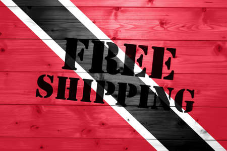 Trinidad and Tobago flag, Free Shipping on wooden transport box with flag Logistics Conceptの写真素材
