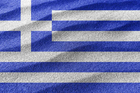 Greece sand flag, national flag sand backgroundの写真素材