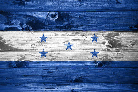 Honduras flag on wooden planks background wood flagの写真素材