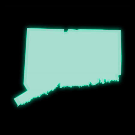 Map of Connecticut, old green computer terminal screen, on dark backgroundの写真素材