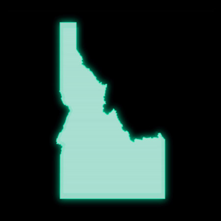 Map of Idaho, old green computer terminal screen, on dark backgroundの写真素材